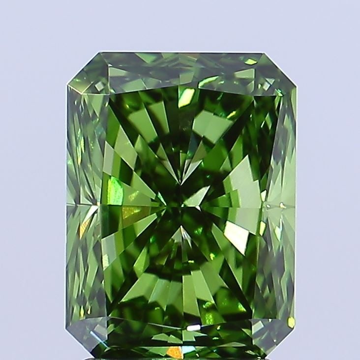 Loose Diamond - RADIANT 2.69ct Fancy Vivid Green VVS2: Loose Diamond - RADIANT 2.69ct Fancy Vivid Green VVS2 Source: This is a real non-mined Diamond that has been grown in a lab Shape: RADIANT Carats: 2.69 Color: Fancy Vivid Green Certification: IGI Vide