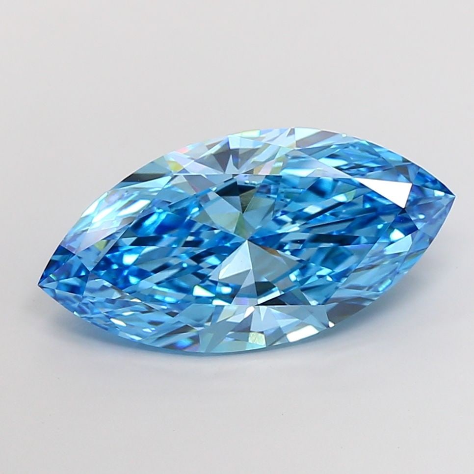 Loose Diamond - MARQUISE 10.01ct Fancy Vivid Blue VS1: Loose Diamond - MARQUISE 10.01ct Fancy Vivid Blue VS1 Source: This is a real non-mined Diamond that has been grown in a lab Shape: MARQUISE Carats: 10.01 Color: Fancy Vivid Blue Certification: IGI Vid