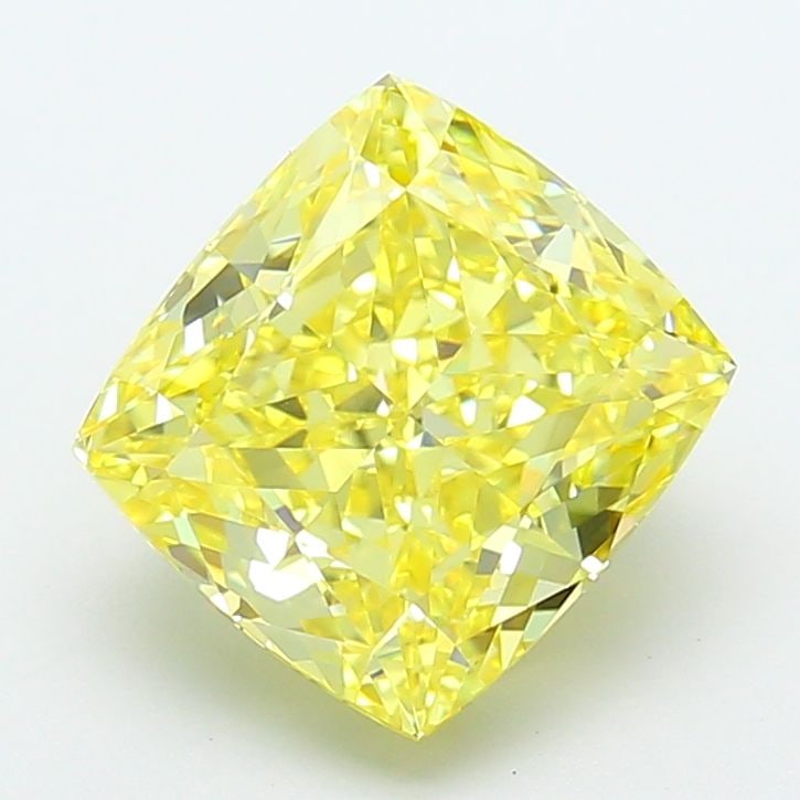 Loose Diamond - CUSHION MODIFIED 4.56ct Fancy Vivid Yellow VVS2: Loose Diamond - CUSHION MODIFIED 4.56ct Fancy Vivid Yellow VVS2 Source: This is a real non-mined Diamond that has been grown in a lab Shape: CUSHION MODIFIED Carats: 4.56 Color: Fancy Vivid Yellow Cer