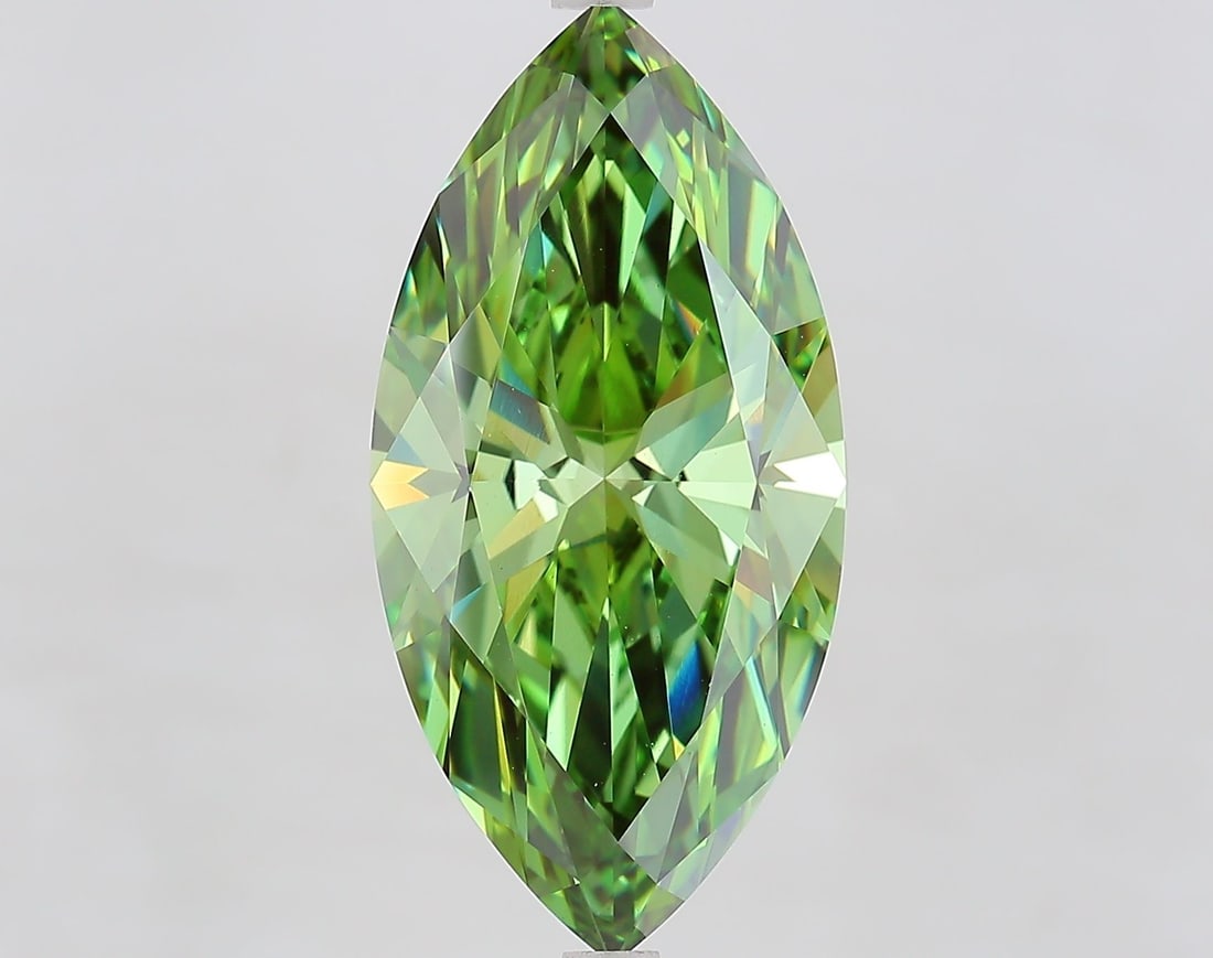 Loose Diamond - MARQUISE 7.01ct Fancy Vivid Green VS1: Loose Diamond - MARQUISE 7.01ct Fancy Vivid Green VS1 Source: This is a real non-mined Diamond that has been grown in a lab Shape: MARQUISE Carats: 7.01 Color: Fancy Vivid Green Certification: IGI Vid