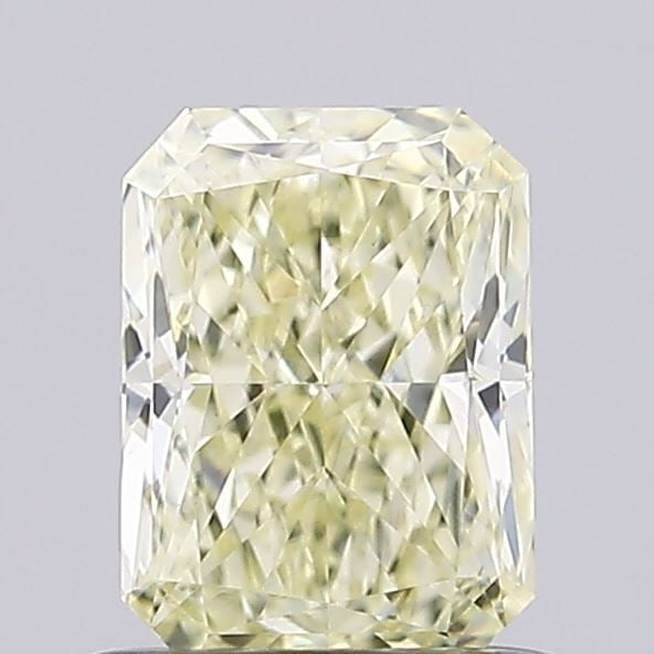 Loose Diamond - RADIANT 0.78ct Fancy Light Yellow VVS2: Loose Diamond - RADIANT 0.78ct Fancy Light Yellow VVS2 Source: This is a real non-mined Diamond that has been grown in a lab Shape: RADIANT Carats: 0.78 Color: Fancy Light Yellow Certification: IGI Vi