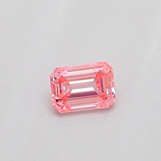 Loose Diamond - EMERALD 0.16ct Fancy Vivid Pink VS1: Loose Diamond - EMERALD 0.16ct Fancy Vivid Pink VS1 Source: This is a real non-mined Diamond that has been grown in a lab Shape: EMERALD Carats: 0.16 Color: Fancy Vivid Pink Certification: IGI The Dia