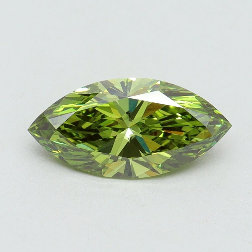 Loose Diamond - MARQUISE 1.04ct Fancy Vivid Green VVS2: Loose Diamond - MARQUISE 1.04ct Fancy Vivid Green VVS2 Source: This is a real non-mined Diamond that has been grown in a lab Shape: MARQUISE Carats: 1.04 Color: Fancy Vivid Green Certification: IGI Vi