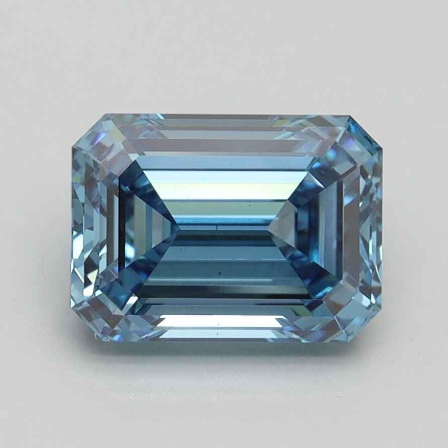 Loose Diamond - EMERALD 2.01ct Fancy Vivid Blue VS1: Loose Diamond - EMERALD 2.01ct Fancy Vivid Blue VS1 Source: This is a real non-mined Diamond that has been grown in a lab Shape: EMERALD Carats: 2.01 Color: Fancy Vivid Blue Certification: IGI Video: