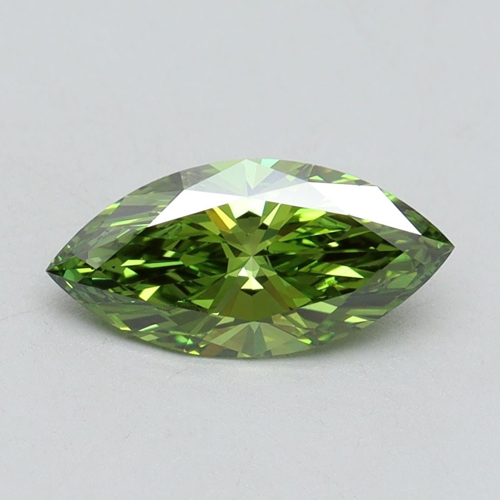 Loose Diamond - MARQUISE 1.0ct Fancy Vivid Green VS2: Loose Diamond - MARQUISE 1.0ct Fancy Vivid Green VS2 Source: This is a real non-mined Diamond that has been grown in a lab Shape: MARQUISE Carats: 1.0 Color: Fancy Vivid Green Certification: IGI Video