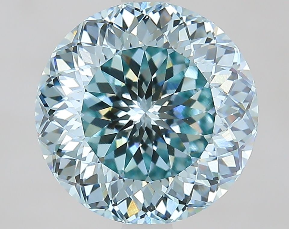 Loose Diamond - ROUND 3.63ct Fancy Blue Green VVS2: Loose Diamond - ROUND 3.63ct Fancy Blue Green VVS2 Source: This is a real non-mined Diamond that has been grown in a lab Shape: ROUND Carats: 3.63 Color: Fancy Blue Green Certification: IGI Video: