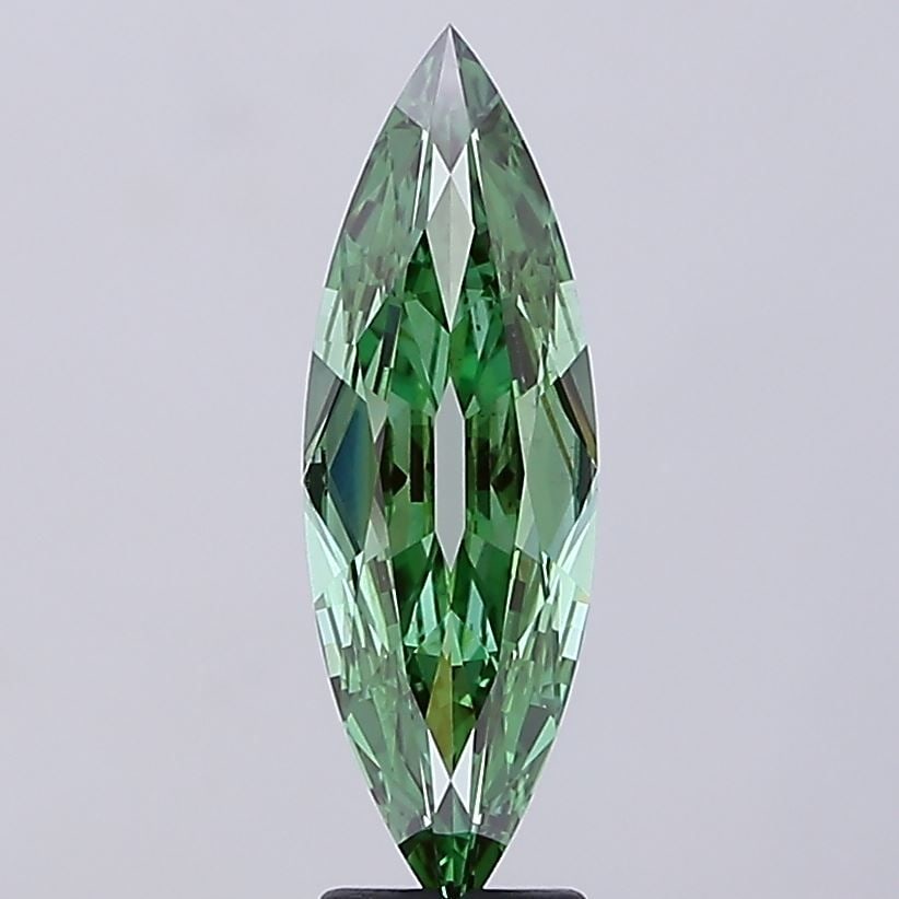 Loose Diamond - MARQUISE 3.01ct Fancy Vivid Green VS1: Loose Diamond - MARQUISE 3.01ct Fancy Vivid Green VS1 Source: This is a real non-mined Diamond that has been grown in a lab Shape: MARQUISE Carats: 3.01 Color: Fancy Vivid Green Certification: IGI Vid