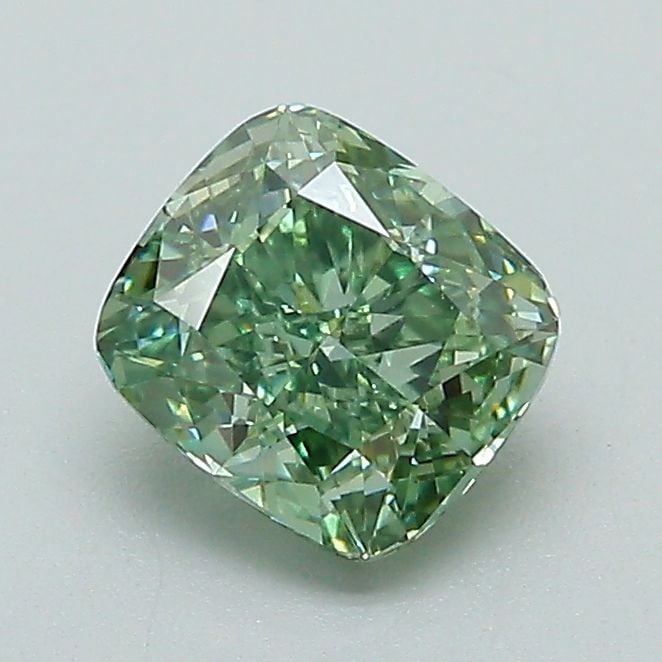 Loose Diamond - CUSHION MODIFIED 1.0ct Fancy Vivid Green VS1: Loose Diamond - CUSHION MODIFIED 1.0ct Fancy Vivid Green VS1 Source: This is a real non-mined Diamond that has been grown in a lab Shape: CUSHION MODIFIED Carats: 1.0 Color: Fancy Vivid Green Certific