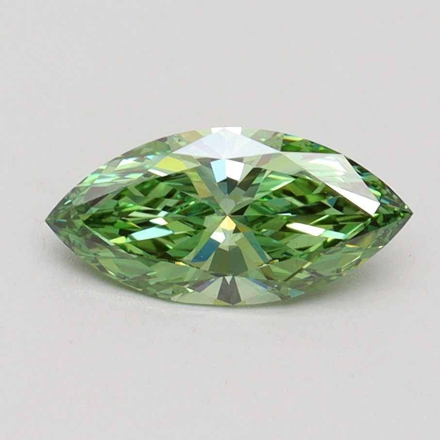 Loose Diamond - MARQUISE 0.81ct Fancy Vivid Green VS1: Loose Diamond - MARQUISE 0.81ct Fancy Vivid Green VS1 Source: This is a real non-mined Diamond that has been grown in a lab Shape: MARQUISE Carats: 0.81 Color: Fancy Vivid Green Certification: IGI Vid