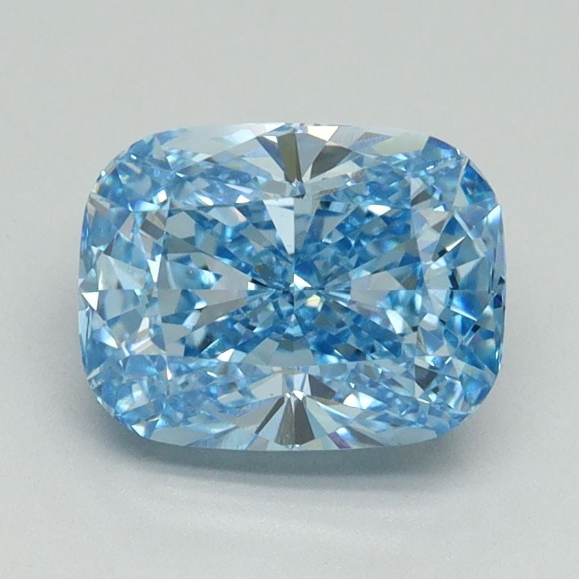 Loose Diamond - CUSHION BRILLIANT 2.06ct Fancy Vivid Blue VS1: Loose Diamond - CUSHION BRILLIANT 2.06ct Fancy Vivid Blue VS1 Source: This is a real non-mined Diamond that has been grown in a lab Shape: CUSHION BRILLIANT Carats: 2.06 Color: Fancy Vivid Blue Certif
