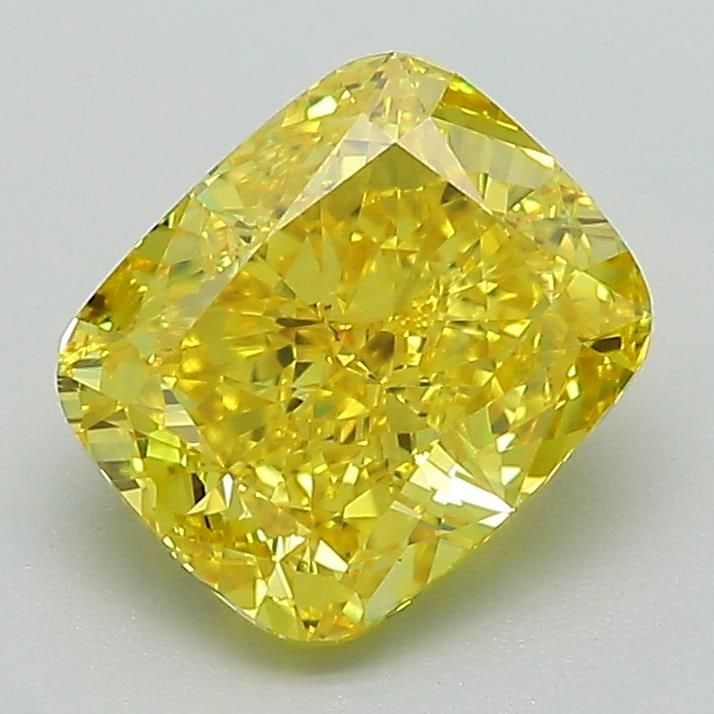 Loose Diamond - CUSHION MODIFIED 2.03ct Fancy Vivid Yellow VVS2: Loose Diamond - CUSHION MODIFIED 2.03ct Fancy Vivid Yellow VVS2 Source: This is a real non-mined Diamond that has been grown in a lab Shape: CUSHION MODIFIED Carats: 2.03 Color: Fancy Vivid Yellow Cer