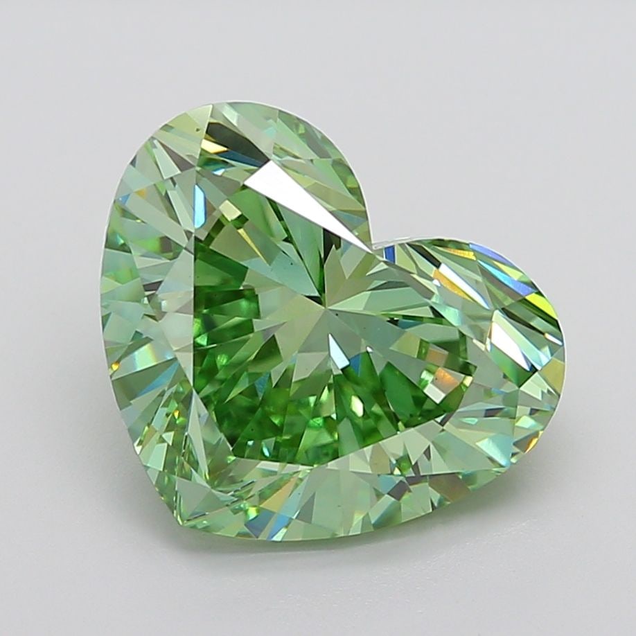 Loose Diamond - HEART 9.68ct Fancy Vivid Green VS1: Loose Diamond - HEART 9.68ct Fancy Vivid Green VS1 Source: This is a real non-mined Diamond that has been grown in a lab Shape: HEART Carats: 9.68 Color: Fancy Vivid Green Certification: IGI Video: