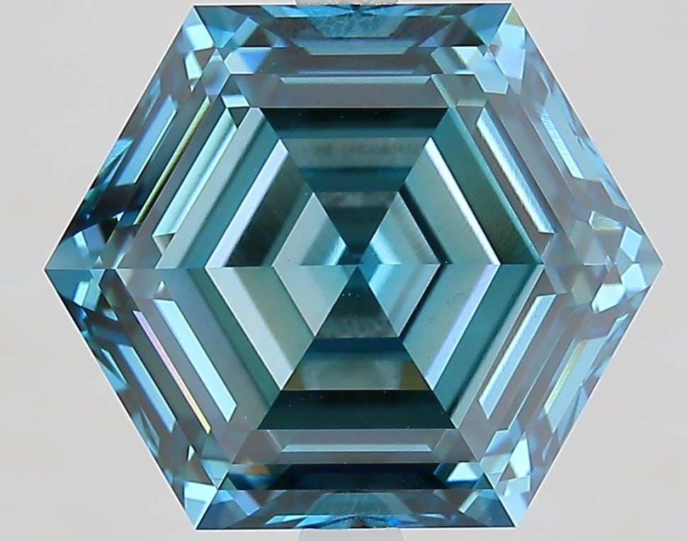 Loose Diamond - HEXAGONAL 7.01ct Fancy Vivid Blue VS1: Loose Diamond - HEXAGONAL 7.01ct Fancy Vivid Blue VS1 Source: This is a real non-mined Diamond that has been grown in a lab Shape: HEXAGONAL Carats: 7.01 Color: Fancy Vivid Blue Certification: IGI Vid