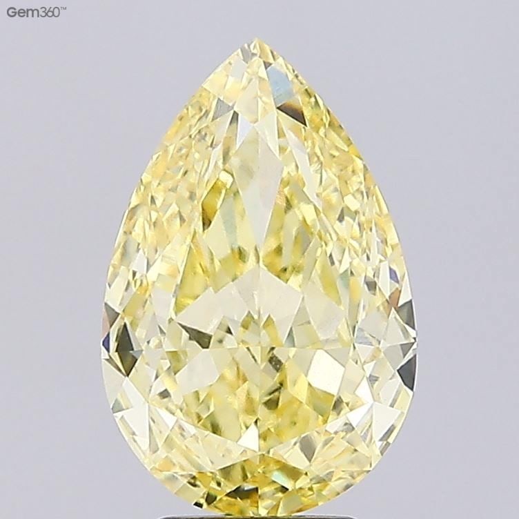 Loose Diamond - PEAR 5.08ct Fancy Vivid Yellow VVS2: Loose Diamond - PEAR 5.08ct Fancy Vivid Yellow VVS2 Source: This is a real non-mined Diamond that has been grown in a lab Shape: PEAR Carats: 5.08 Color: Fancy Vivid Yellow Certification: IGI Video: