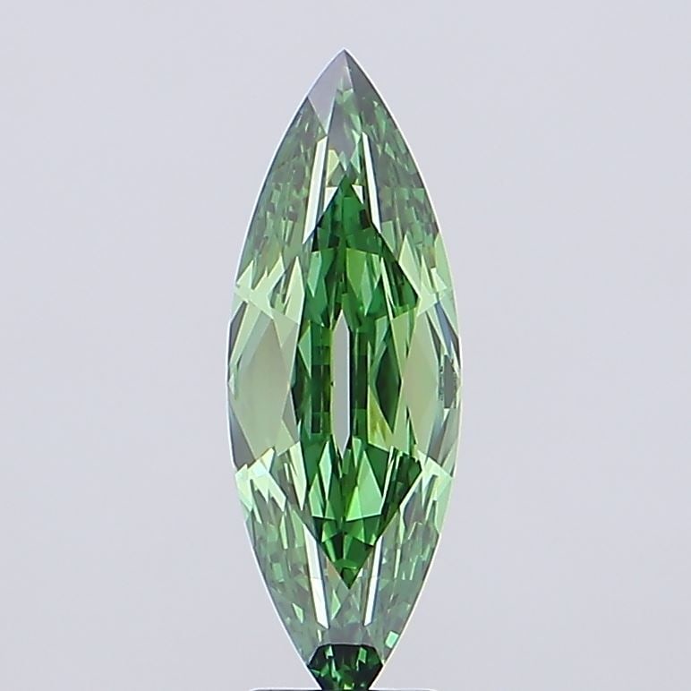 Loose Diamond - MARQUISE 3.06ct Fancy Vivid Green VVS2: Loose Diamond - MARQUISE 3.06ct Fancy Vivid Green VVS2 Source: This is a real non-mined Diamond that has been grown in a lab Shape: MARQUISE Carats: 3.06 Color: Fancy Vivid Green Certification: IGI Vi