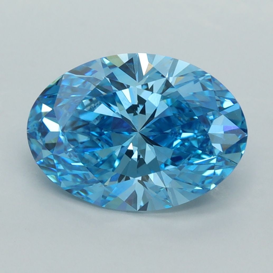 Loose Diamond - OVAL 3.07ct Fancy Vivid Blue VVS2: Loose Diamond - OVAL 3.07ct Fancy Vivid Blue VVS2 Source: This is a real non-mined Diamond that has been grown in a lab Shape: OVAL Carats: 3.07 Color: Fancy Vivid Blue Certification: IGI Video: