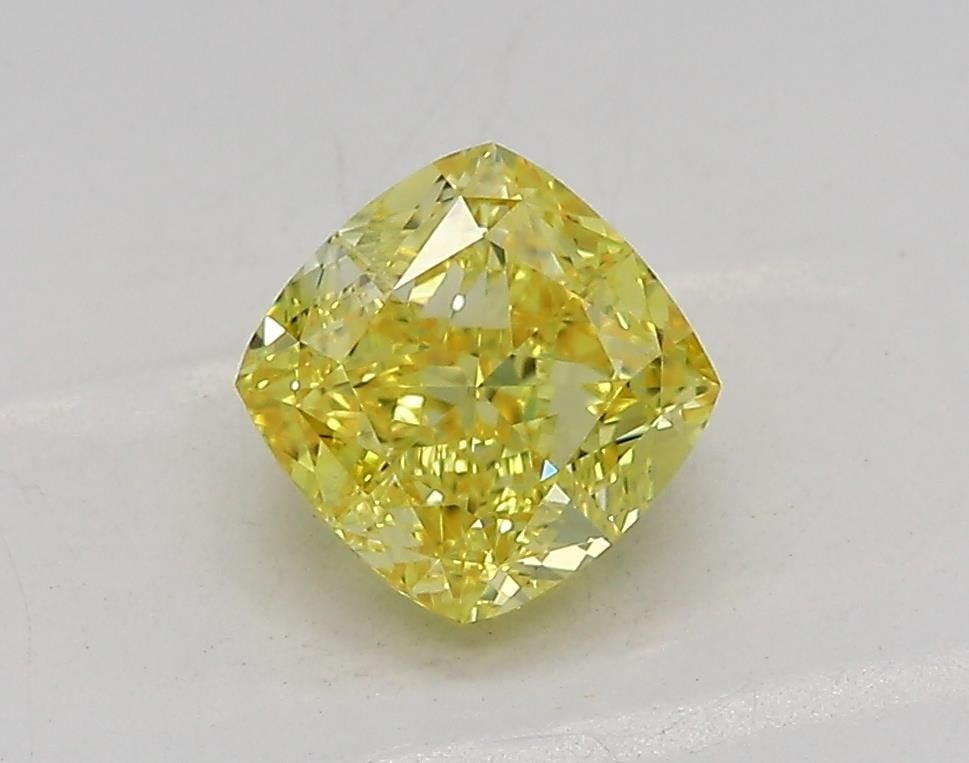 Loose Diamond - CUSHION MODIFIED 1.01ct Fancy Vivid Yellow VVS2: Loose Diamond - CUSHION MODIFIED 1.01ct Fancy Vivid Yellow VVS2 Source: This is a real non-mined Diamond that has been grown in a lab Shape: CUSHION MODIFIED Carats: 1.01 Color: Fancy Vivid Yellow Cer