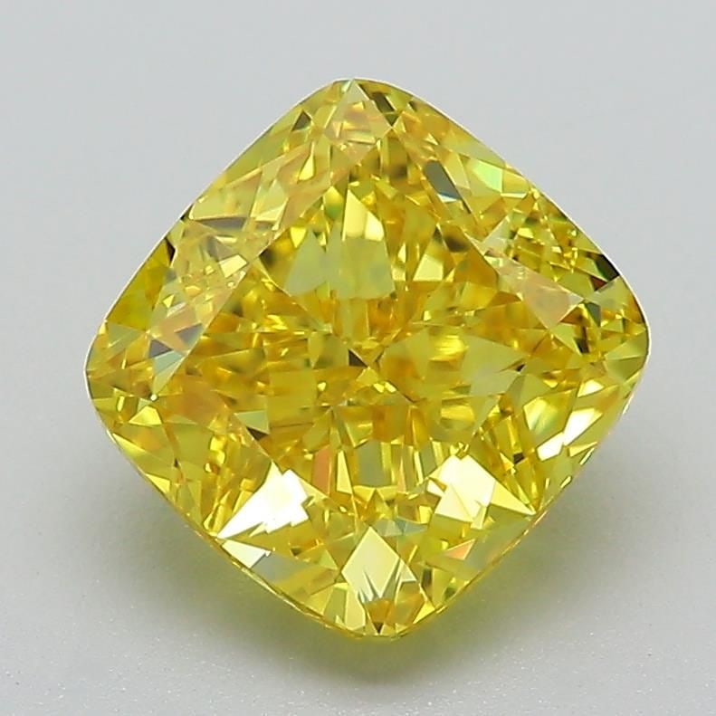 Loose Diamond - CUSHION MODIFIED 2.65ct Fancy Vivid Yellow VVS2: Loose Diamond - CUSHION MODIFIED 2.65ct Fancy Vivid Yellow VVS2 Source: This is a real non-mined Diamond that has been grown in a lab Shape: CUSHION MODIFIED Carats: 2.65 Color: Fancy Vivid Yellow Cer