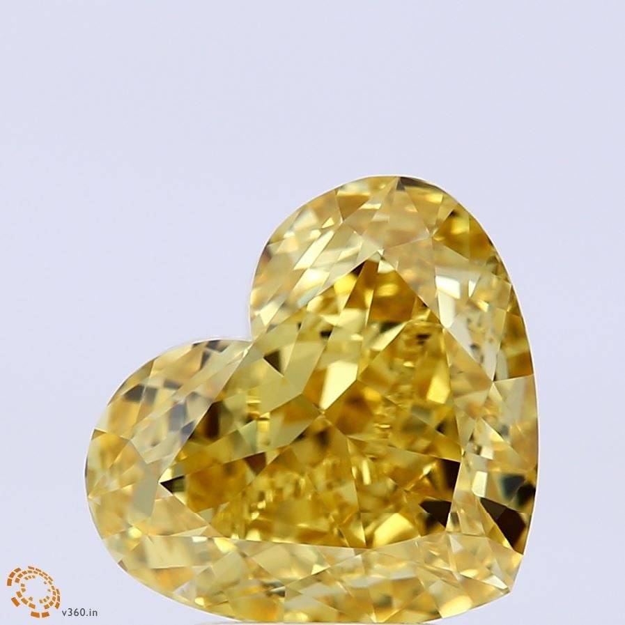 Loose Diamond - HEART 5.07ct Fancy Vivid Yellow VVS2: Loose Diamond - HEART 5.07ct Fancy Vivid Yellow VVS2 Source: This is a real non-mined Diamond that has been grown in a lab Shape: HEART Carats: 5.07 Color: Fancy Vivid Yellow Certification: IGI Video:
