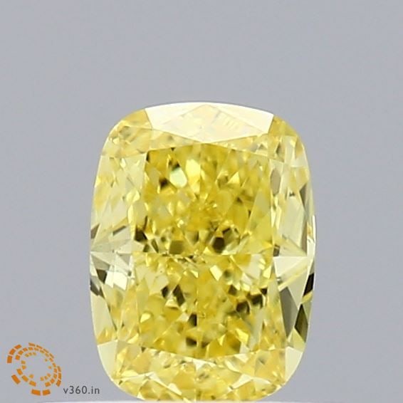 Loose Diamond - CUSHION BRILLIANT 0.38ct Fancy Vivid Yellow VS1: Loose Diamond - CUSHION BRILLIANT 0.38ct Fancy Vivid Yellow VS1 Source: This is a real non-mined Diamond that has been grown in a lab Shape: CUSHION BRILLIANT Carats: 0.38 Color: Fancy Vivid Yellow Ce