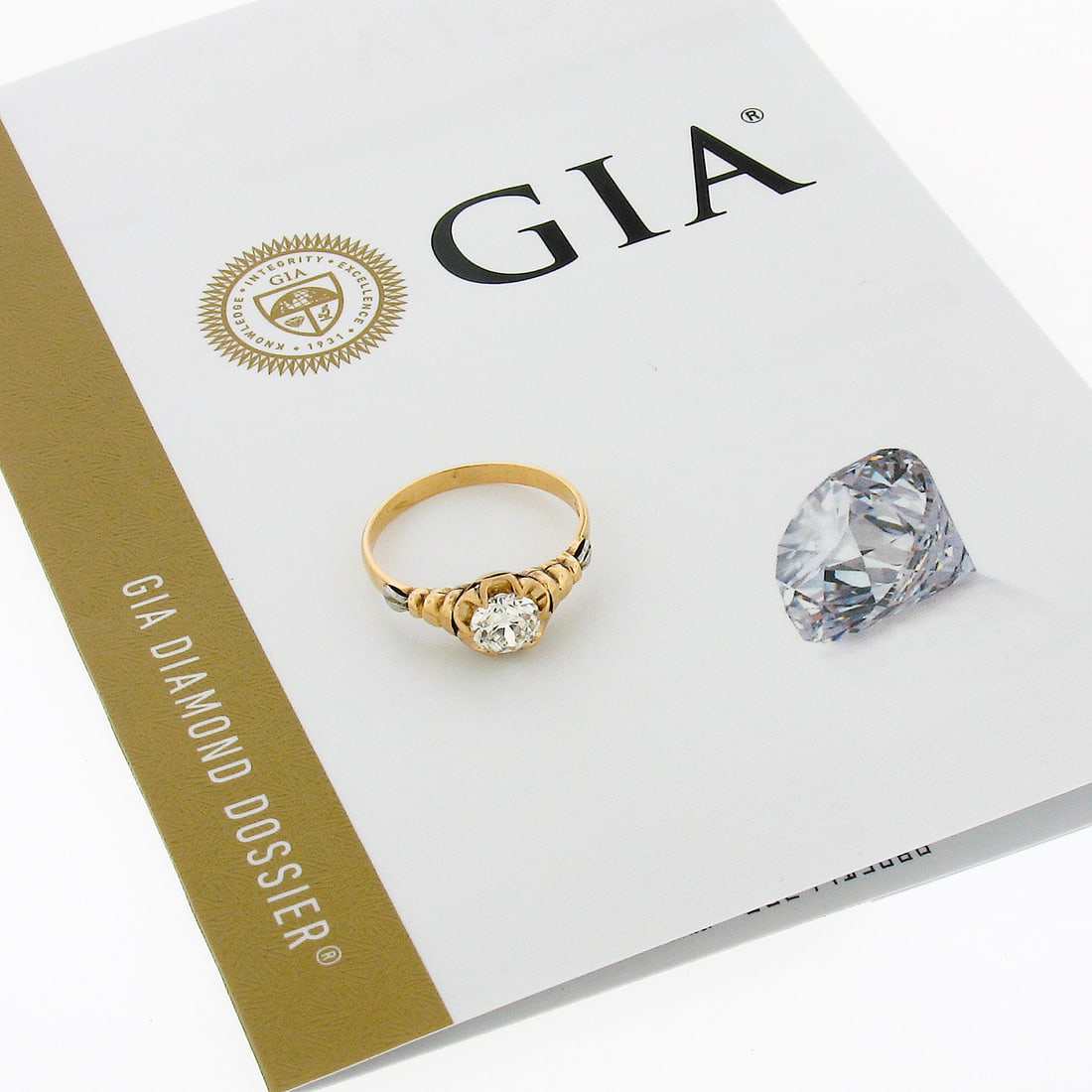 Antique Victorian 18k Gold GIA Certified 0.75ct Diamond Flower Basket Engagement Ring (1 of 10)