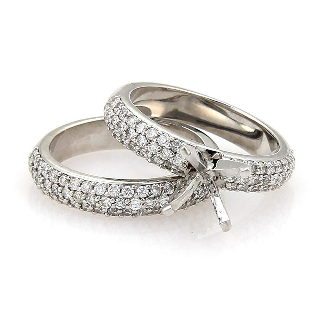 Platinum Diamond Engagement Semi Mount and Wedding Band Ring Set Size 6 (1 of 4)