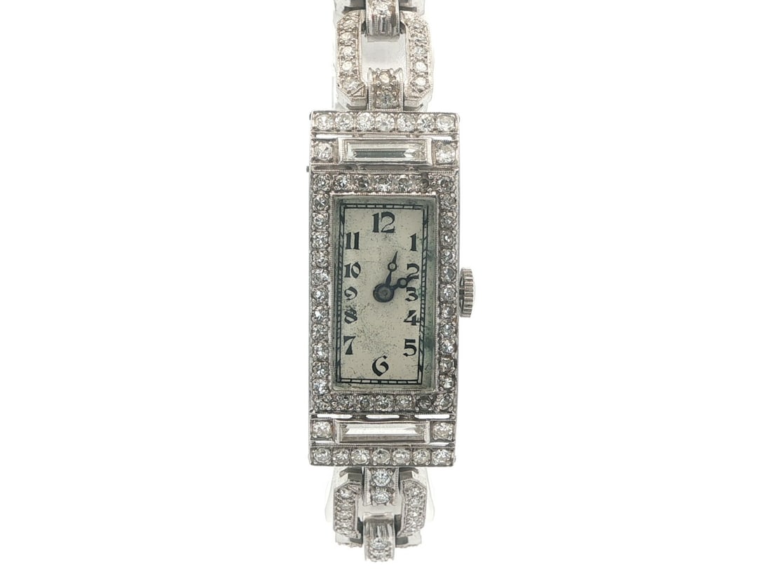 Paul Vallette Platinum Art Deco Diamond Wristwatch Bracelet 4.58ctw 1920s (1 of 14)