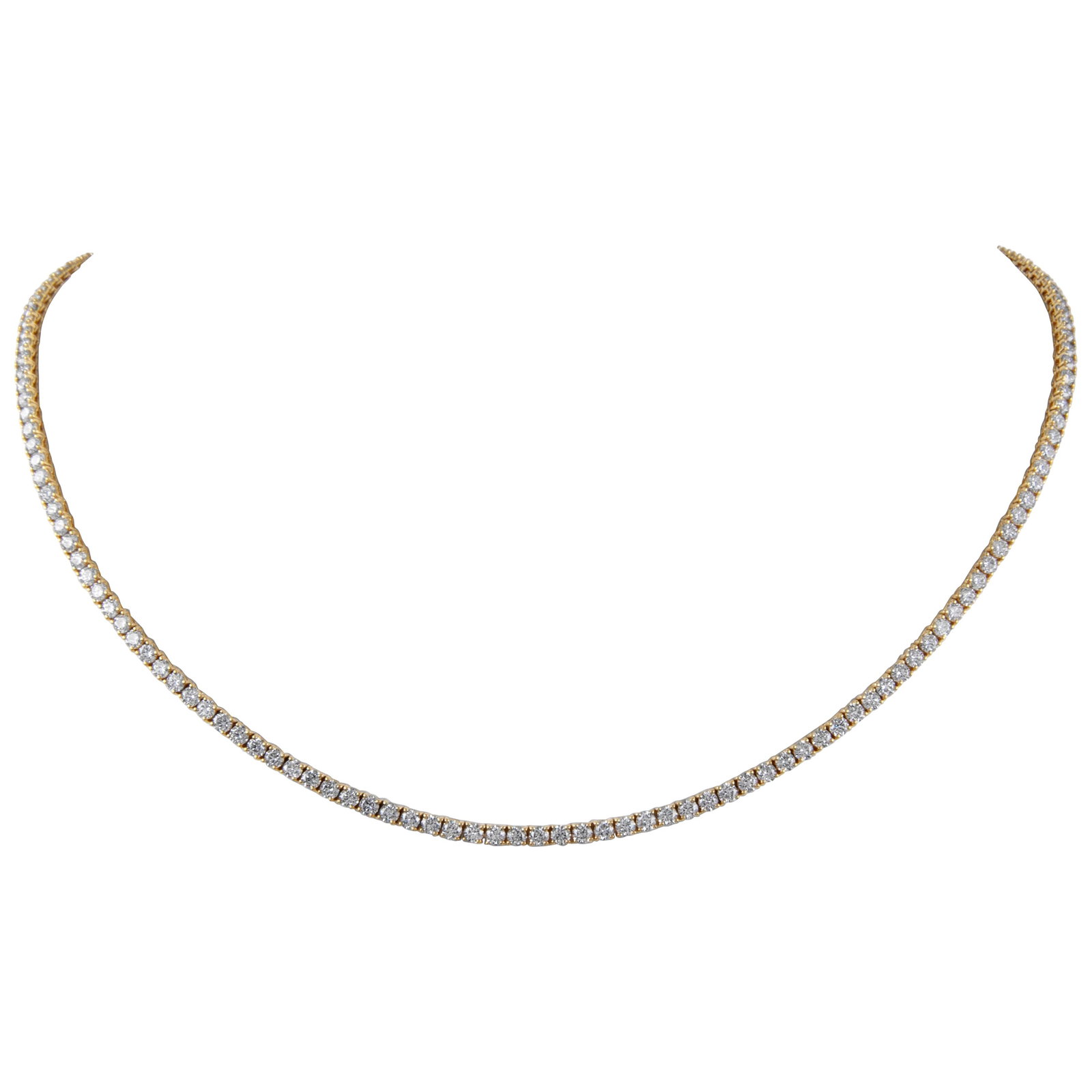 11.41ct Diamond Tennis Necklace 18k Yellow Gold 18.5in (1 of 4)