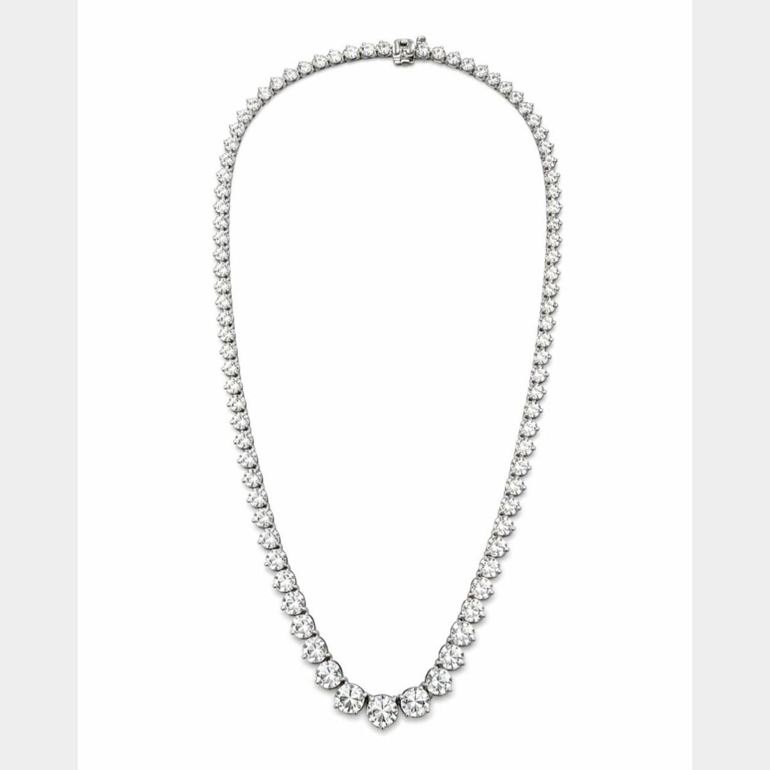 Graduated Diamond Tennis Necklace 14K White Gold 23.25 Carats 17 Inch (1 of 3)
