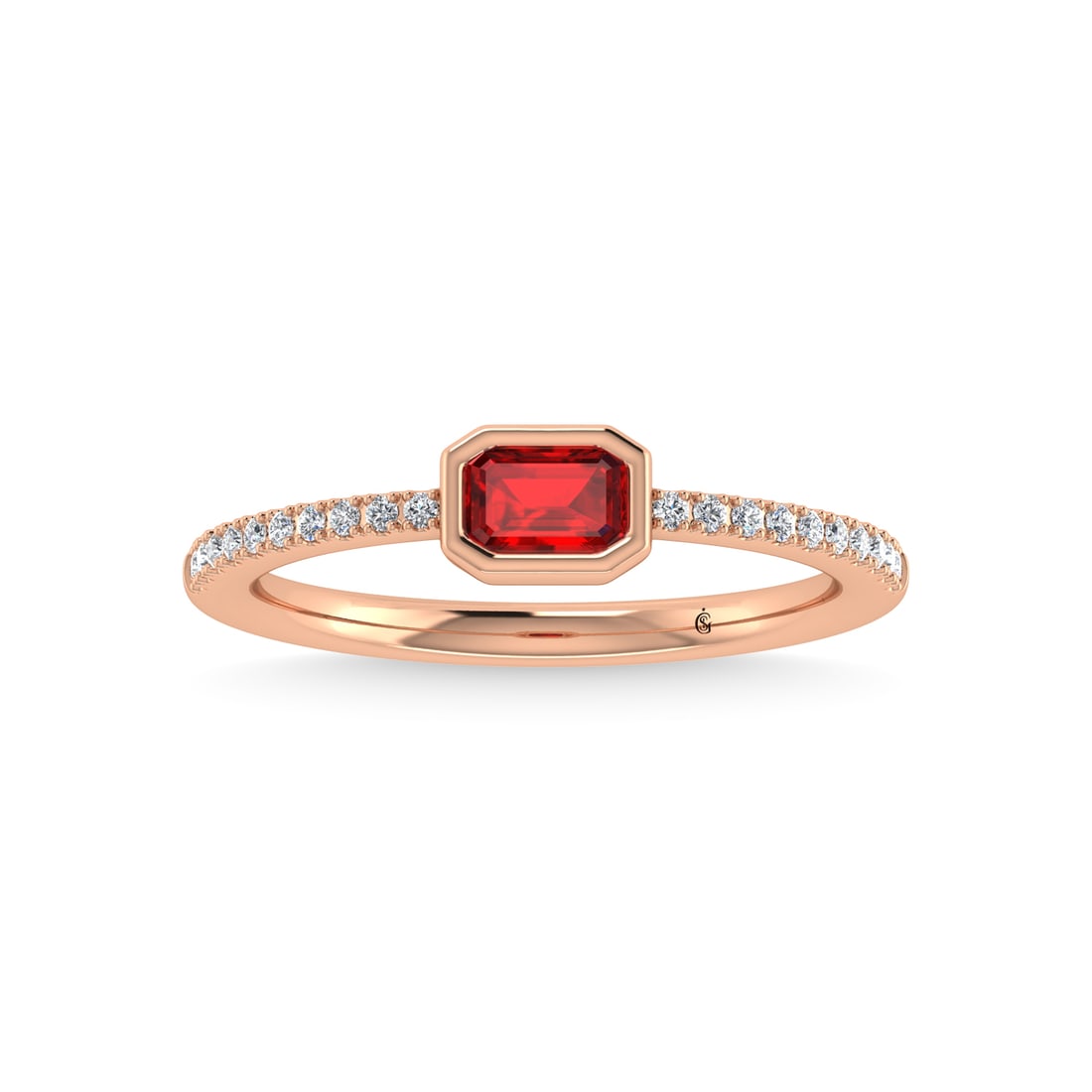 14K Rose Gold Diamond 3/8 Ct.Tw. And Ruby Ring (1 of 4)