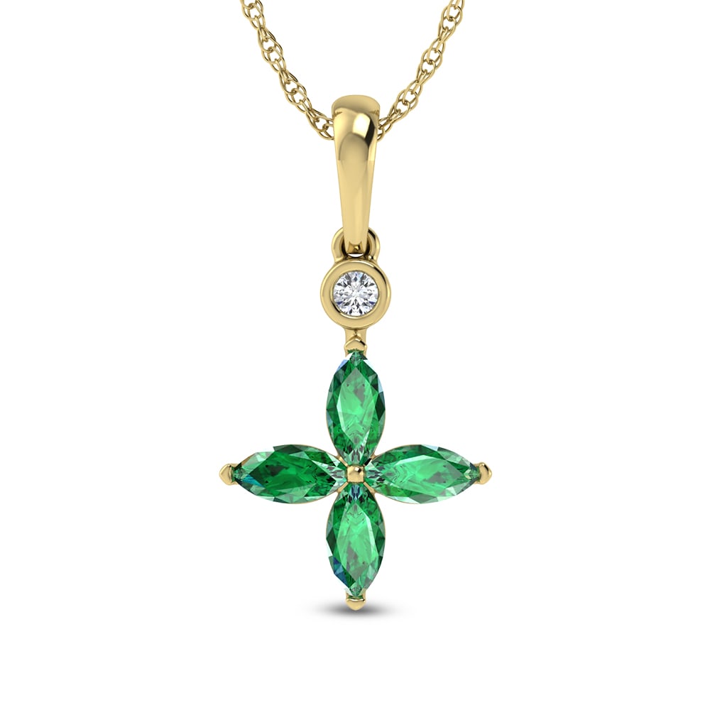 14K Yellow Gold Diamond 1 Ct.Tw. & Emerald Fashion Pendant (1 of 3)