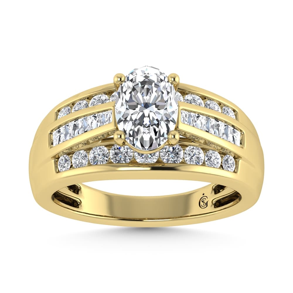 10K Yellow Gold Lab Grown Diamond 1 3/4 ct.Tw. Oval Shape Engagement Ring (IGI Certified Center 1ct) (1 of 4)