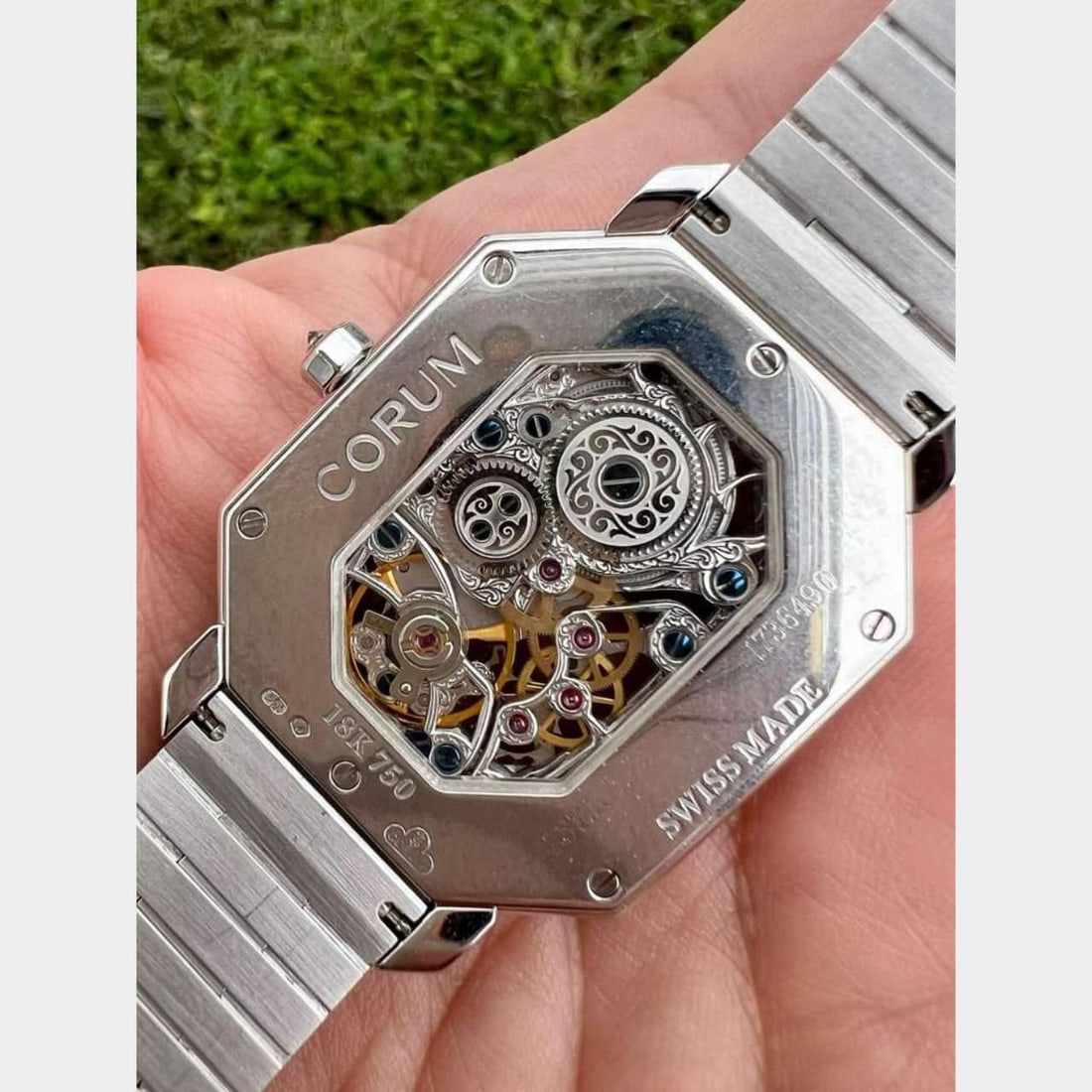 Corum Octagonale Watch in 18K White Gold with Diamonds and Box - 5