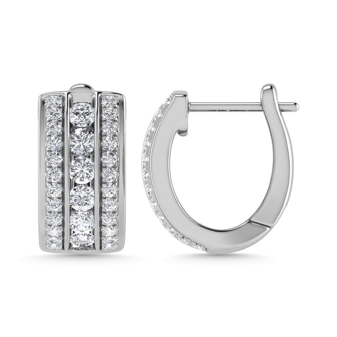 Diamond 1 Ct.Tw. Hoop Earrings in 14K White Gold: Diamond 1 Ct.Tw. Hoop Earrings in 14K White Gold 14k White Gold Stone Color: G-h Stone Clarity: Si2 This item may take 2-5 weeks for shipping. The Diamond Depot Guarantee: All items in this auction ar