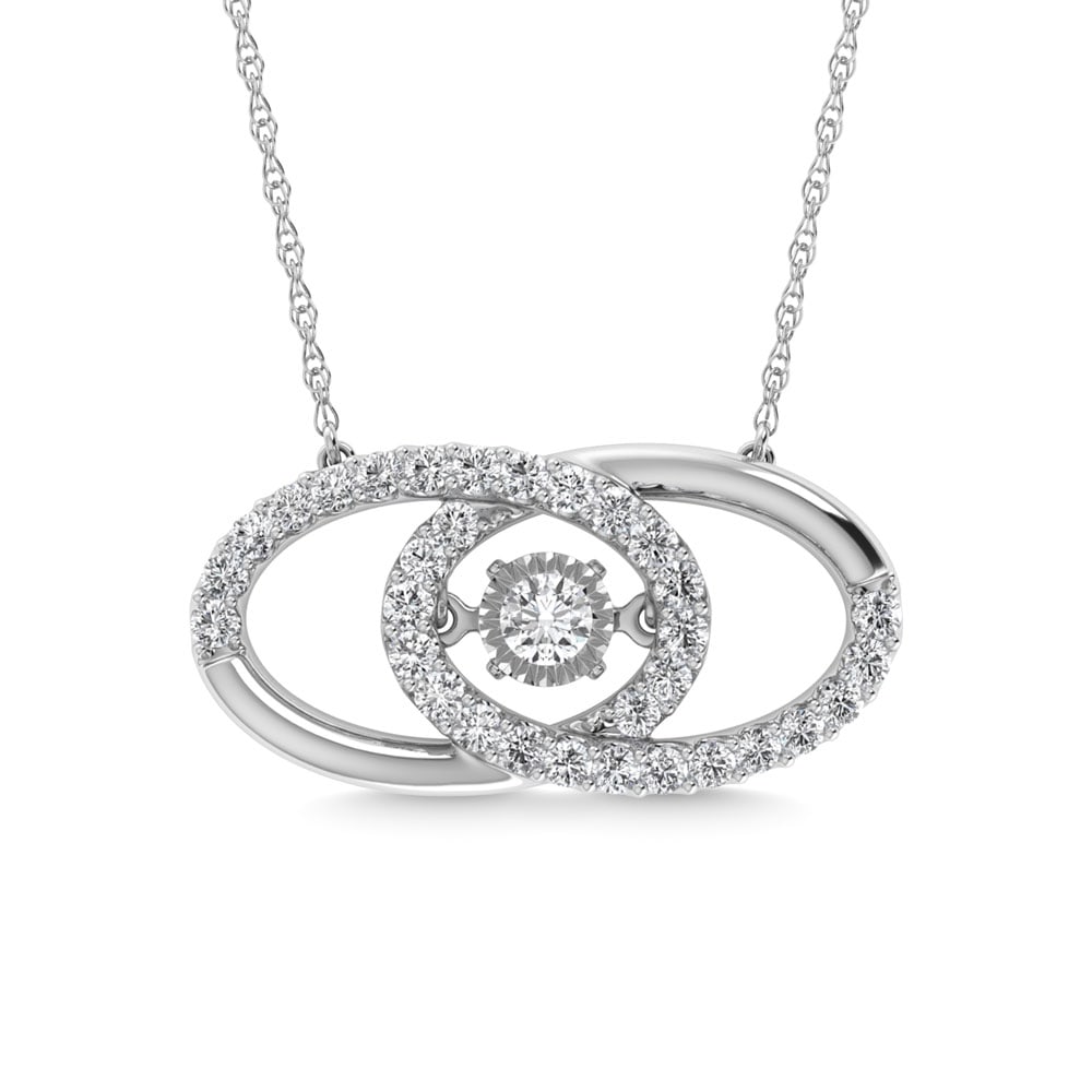 Diamond 1/4 Ct.Tw. Oval Shape Pendant in 10K White Gold: Diamond 1/4 Ct.Tw. Oval Shape Pendant in 10K White Gold 10k White Gold Stone Color: G-h Stone Clarity: I1 Unless otherwise specified, pendants that include a chain are paired with our standard 18-inch