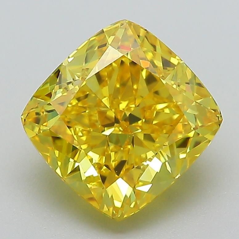 Loose Diamond - CUSHION MODIFIED 2.73ct Fancy Vivid Yellow VVS2: Loose Diamond - CUSHION MODIFIED 2.73ct Fancy Vivid Yellow VVS2 Source: This is a real non-mined Diamond that has been grown in a lab Shape: CUSHION MODIFIED Carats: 2.73 Color: Fancy Vivid Yellow Cer