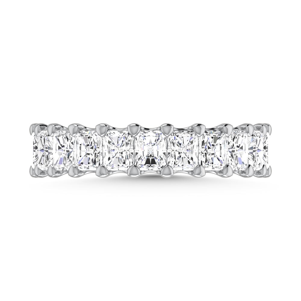 18K White Gold 8 1/2 CT Tw. Radiant Shape Lab Grown Diamond Full Eternity Band: 18K White Gold 8 1/2 CT Tw. Radiant Shape Lab Grown Diamond Full Eternity Band Celebrate everlasting love with our stunning Lab Grown Diamond Full Eternity Wedding Band. Crafted in precious metal, thi