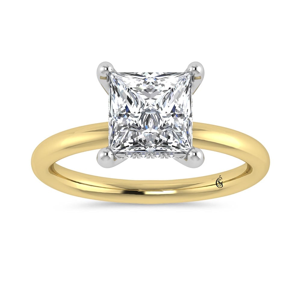 14K Yellow Gold Lab Grown Princess Shape Lab Grown Diamond 2 1/20 ct.tw. IGI Certified Solitaire: 14K Yellow Gold Lab Grown Princess Shape Lab Grown Diamond 2 1/20 ct.tw. IGI Certified Solitaire Engagement Ring (Center 2 ct) Discover subtle brilliance and modern elegance with our Hidden Halo Diamo