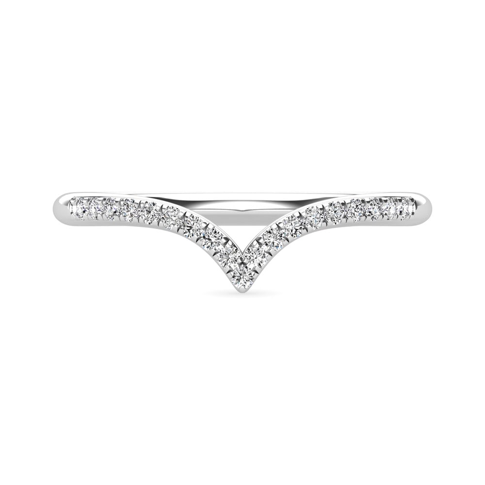 Diamond 1/6 Ct.Tw. Chevron Ring in 14K White Gold: Diamond 1/6 Ct.Tw. Chevron Ring in 14K White Gold 14k White Gold Stone Color: G-h Stone Clarity: I1 Each ring is presented in standard size 6.5. Complimentary resizing is available between sizes 510 (