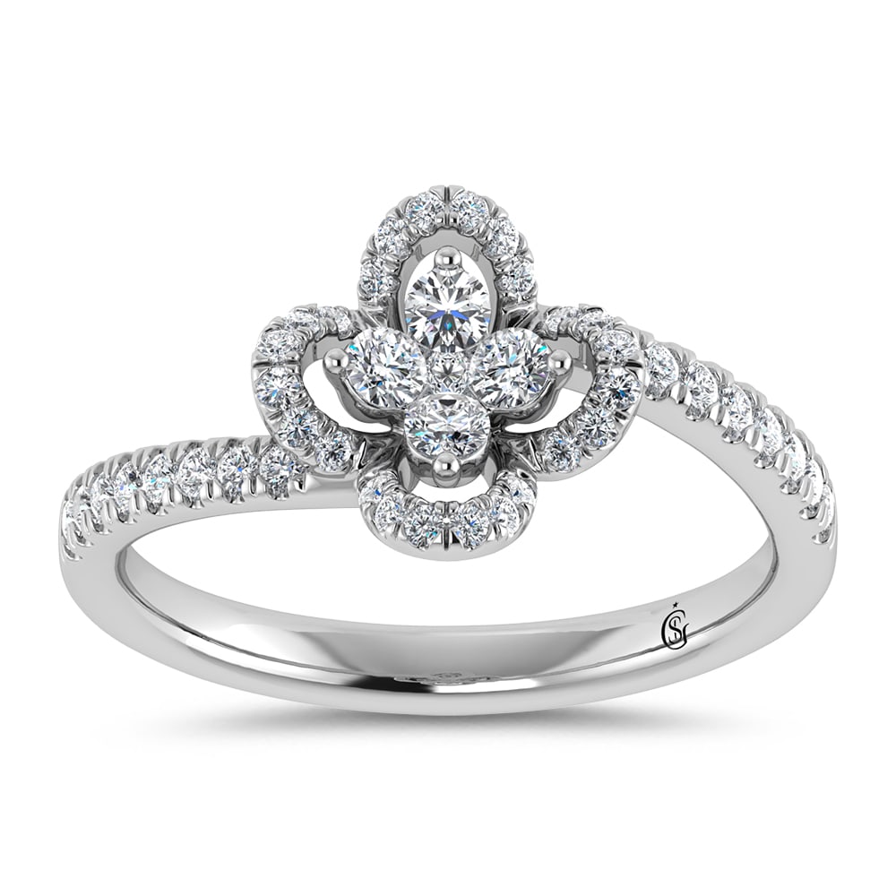 14K White Gold Diamond 3/8 Ct.Tw. Fashion Ring: 14K White Gold Diamond 3/8 Ct.Tw. Fashion Ring 14k White Gold Stone Color: G-h Stone Clarity: Si1 Each ring is presented in standard size 6.5. Complimentary resizing is available between sizes 510 (in