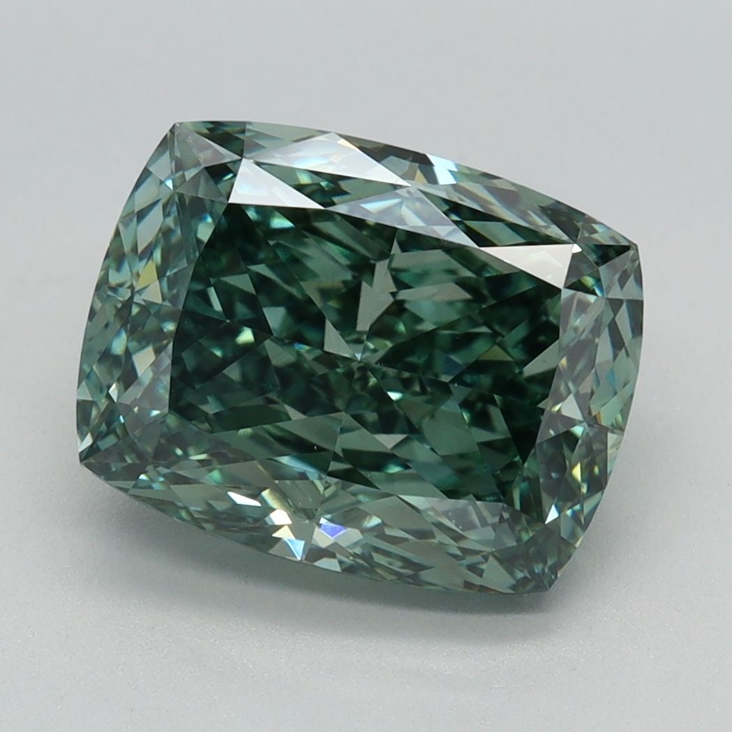 Loose Diamond - CUSHION MODIFIED 3.54ct Fancy Vivid Green VS1: Loose Diamond - CUSHION MODIFIED 3.54ct Fancy Vivid Green VS1 Source: This is a real non-mined Diamond that has been grown in a lab Shape: CUSHION MODIFIED Carats: 3.54 Color: Fancy Vivid Green Certif