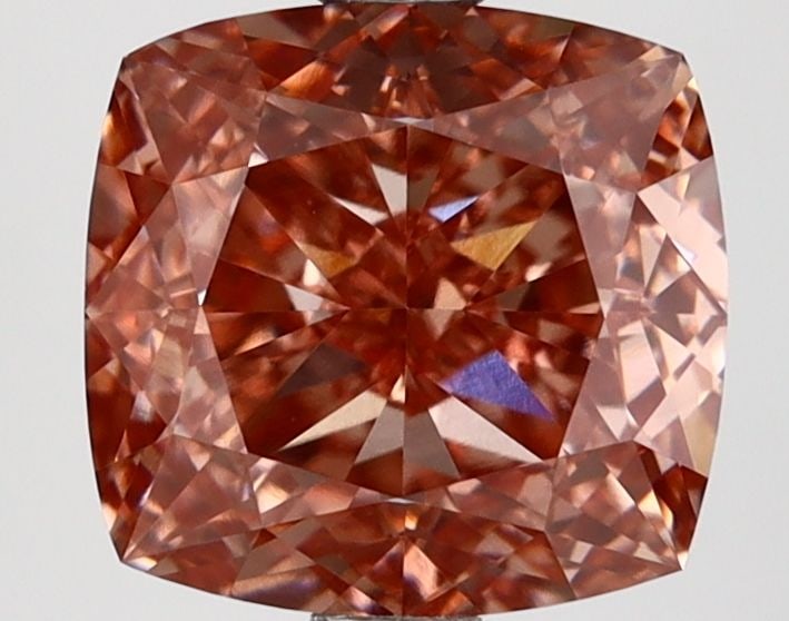 Loose Diamond - CUSHION MODIFIED 3.1ct Fancy Vivid Brownish Pink VVS2: Loose Diamond - CUSHION MODIFIED 3.1ct Fancy Vivid Brownish Pink VVS2 Source: This is a real non-mined Diamond that has been grown in a lab Shape: CUSHION MODIFIED Carats: 3.1 Color: Fancy Vivid Brown