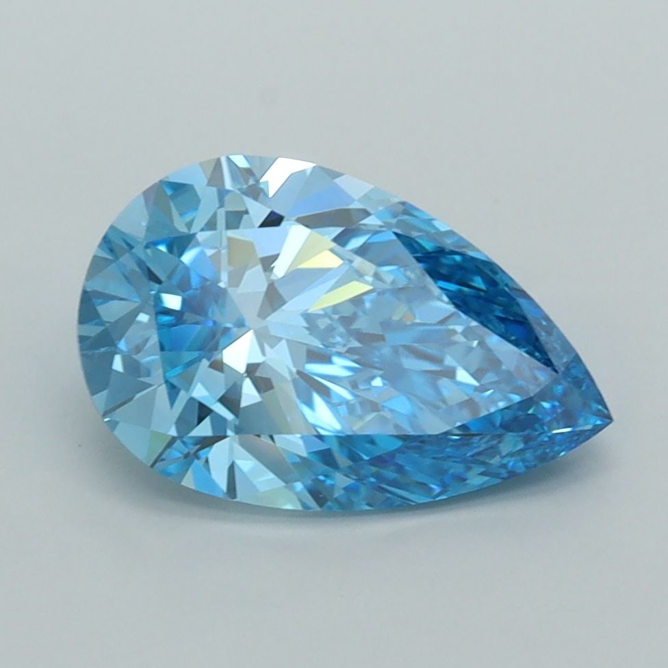 Loose Diamond - PEAR 2.01ct Fancy Vivid Blue VVS2: Loose Diamond - PEAR 2.01ct Fancy Vivid Blue VVS2 Source: This is a real non-mined Diamond that has been grown in a lab Shape: PEAR Carats: 2.01 Color: Fancy Vivid Blue Certification: IGI Video: