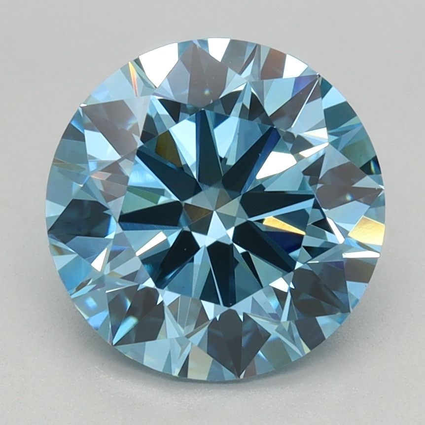 Ideal Loose Diamond - ROUND 2.03ct Fancy Vivid Blue VS1: Ideal Loose Diamond - ROUND 2.03ct Fancy Vivid Blue VS1 Source: This is a real non-mined Diamond that has been grown in a lab Shape: ROUND Carats: 2.03 Color: Fancy Vivid Blue Certification: IGI Video