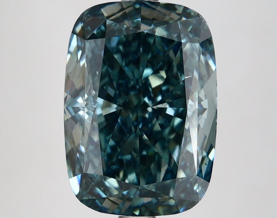 Loose Diamond - CUSHION MODIFIED 5.0ct Fancy Vivid Blue Green VS2: Loose Diamond - CUSHION MODIFIED 5.0ct Fancy Vivid Blue Green VS2 Source: This is a real non-mined Diamond that has been grown in a lab Shape: CUSHION MODIFIED Carats: 5.0 Color: Fancy Vivid Blue Gree