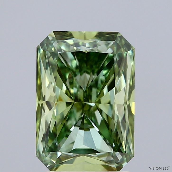 Loose Diamond - RADIANT 2.02ct Fancy Vivid Green VS1: Loose Diamond - RADIANT 2.02ct Fancy Vivid Green VS1 Source: This is a real non-mined Diamond that has been grown in a lab Shape: RADIANT Carats: 2.02 Color: Fancy Vivid Green Certification: IGI Video