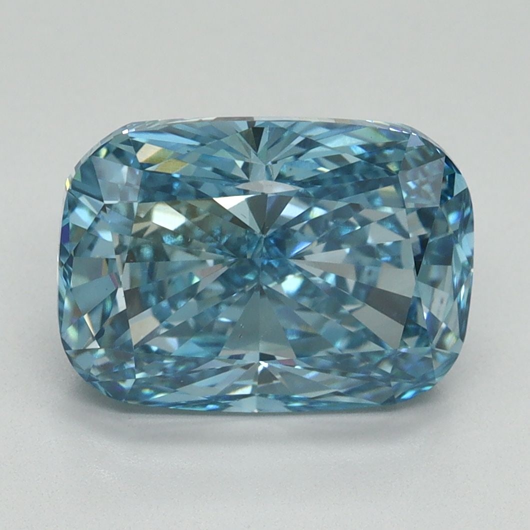 Loose Diamond - CUSHION MODIFIED 4.1ct Fancy Vivid Blue VS2: Loose Diamond - CUSHION MODIFIED 4.1ct Fancy Vivid Blue VS2 Source: This is a real non-mined Diamond that has been grown in a lab Shape: CUSHION MODIFIED Carats: 4.1 Color: Fancy Vivid Blue Certificat