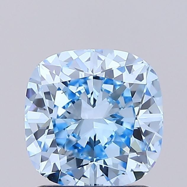 Loose Diamond - CUSHION MODIFIED 1.5ct Fancy Vivid Blue IF: Loose Diamond - CUSHION MODIFIED 1.5ct Fancy Vivid Blue IF Source: This is a real non-mined Diamond that has been grown in a lab Shape: CUSHION MODIFIED Carats: 1.5 Color: Fancy Vivid Blue Certificati