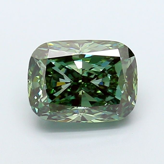 Loose Diamond - CUSHION MODIFIED 3.01ct Fancy Vivid Green VS2: Loose Diamond - CUSHION MODIFIED 3.01ct Fancy Vivid Green VS2 Source: This is a real non-mined Diamond that has been grown in a lab Shape: CUSHION MODIFIED Carats: 3.01 Color: Fancy Vivid Green Certif