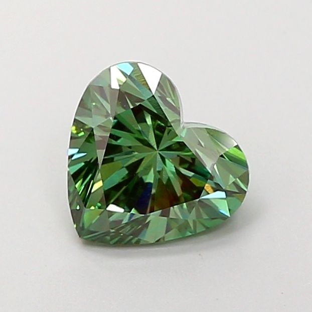 Loose Diamond - HEART 1.59ct Fancy Vivid Green VS1: Loose Diamond - HEART 1.59ct Fancy Vivid Green VS1 Source: This is a real non-mined Diamond that has been grown in a lab Shape: HEART Carats: 1.59 Color: Fancy Vivid Green Certification: IGI Video: